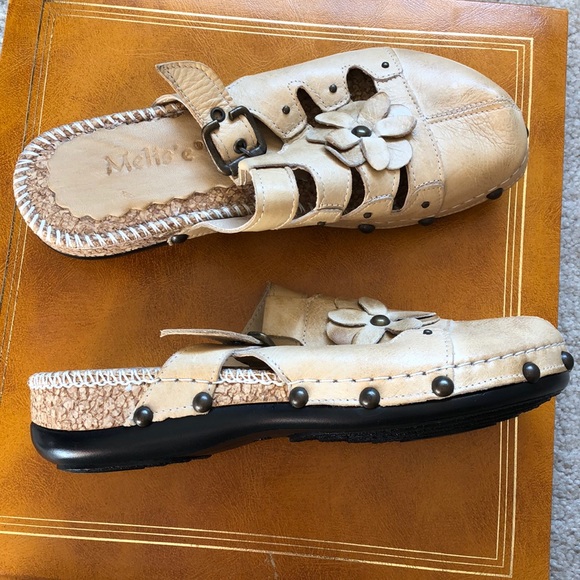 Turkish Tan genuine leather clogs. Size 6.5 - Picture 2 of 11